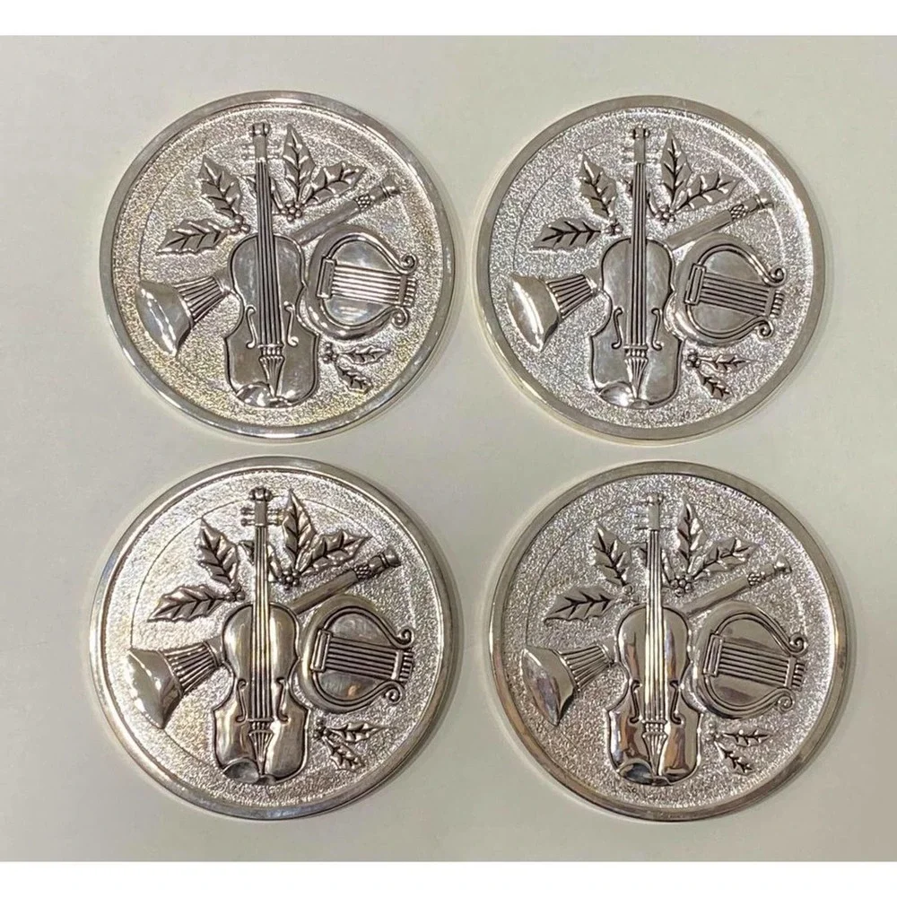 GODINGER COASTERS ~ SET OF 4 Silver Classico Suite‎ Boxed BOMBAY CO